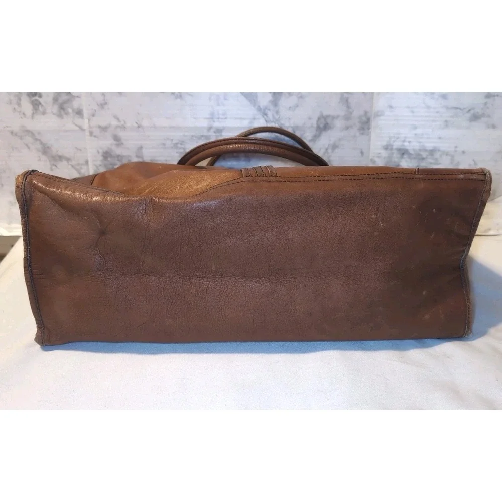 Vintage LAND Brand Brown Leather Duffel Overnight Briefcase Bag 18